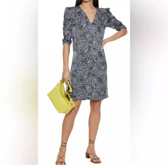 See by Chloe Floral Puff Sleeve Shift Mini Dress Blue Green Size 34 or XS‎ - Picture 1 of 16